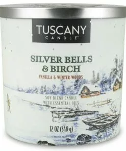 Tuscany Candle™ 3-Wick Nostalgic Silver Bells & Birch Jar Candle - 12 Oz | Long-Lasting Scented Candle for Home Decor