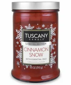 Tuscany Candle™ Cinnamon Snow Holiday Painted Jar Candle - 18 Oz | Handcrafted Seasonal Aroma for Home Décor