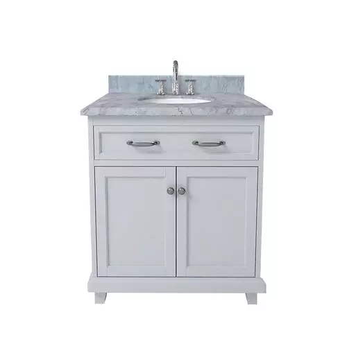 Tuscany® Addison 30"W x 22"D Gray Vanity with Carrara Marble Top & Oval Undermount Bowl 1 Tuscany® Addison 30"W x 22"D Gray Vanity with Carrara Marble Top & Oval Undermount Bowl