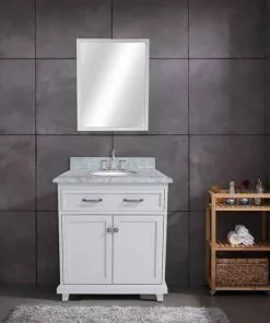 Tuscany® Addison 30"W x 22"D Gray Vanity with Carrara Marble Top & Oval Undermount Bowl 9 Tuscany® Addison 30"W x 22"D Gray Vanity with Carrara Marble Top & Oval Undermount Bowl -Tuscany Shop 30G1123SCENE