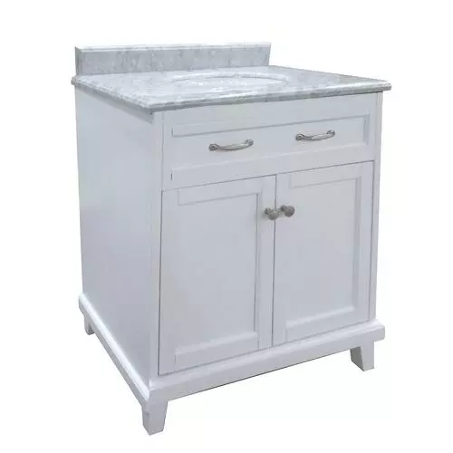 Tuscany® Addison 30"W x 22"D Gray Vanity with Carrara Marble Top & Oval Undermount Bowl 2 Tuscany® Addison 30"W x 22"D Gray Vanity with Carrara Marble Top & Oval Undermount Bowl - Image 2