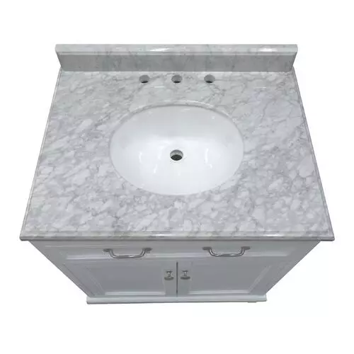 Tuscany® Addison 30"W x 22"D Gray Vanity with Carrara Marble Top & Oval Undermount Bowl 4 Tuscany® Addison 30"W x 22"D Gray Vanity with Carrara Marble Top & Oval Undermount Bowl - Image 4