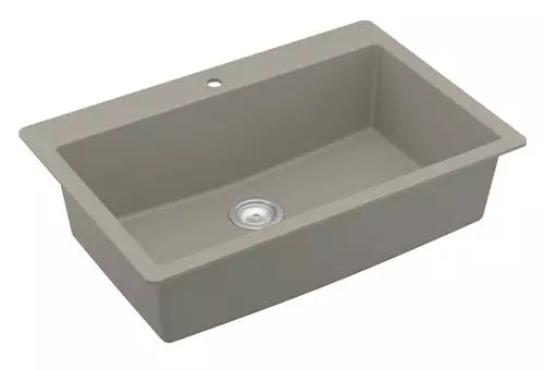 Tuscany Dual Mount 33" Concrete Quartz Composite 1-Hole Single Bowl Kitchen Sink - Durable & Stylish 4 Tuscany Dual Mount 33" Concrete Quartz Composite 1-Hole Single Bowl Kitchen Sink - Durable & Stylish - Image 4