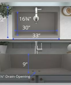 Tuscany Dual Mount 33" Concrete Quartz Composite 1-Hole Single Bowl Kitchen Sink - Durable & Stylish 9 Tuscany Dual Mount 33" Concrete Quartz Composite 1-Hole Single Bowl Kitchen Sink - Durable & Stylish -Tuscany Shop 33229 1000 CON 5