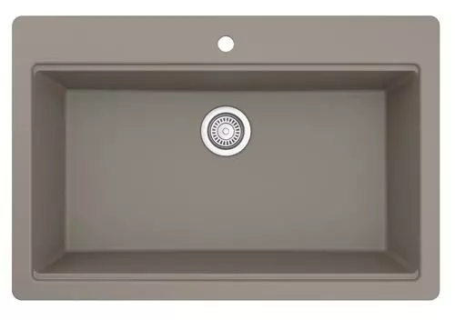 Tuscany Dual Mount 33" Concrete Quartz Composite 1-Hole Single Bowl Kitchen Sink - Modern Workstation Design 4 Tuscany Dual Mount 33" Concrete Quartz Composite 1-Hole Single Bowl Kitchen Sink - Modern Workstation Design - Image 4