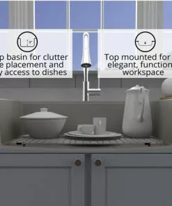 Tuscany Dual Mount 33" Concrete Quartz Composite 1-Hole Single Bowl Kitchen Sink - Modern Workstation Design 12 Tuscany Dual Mount 33" Concrete Quartz Composite 1-Hole Single Bowl Kitchen Sink - Modern Workstation Design -Tuscany Shop 33229 2000 CON 5