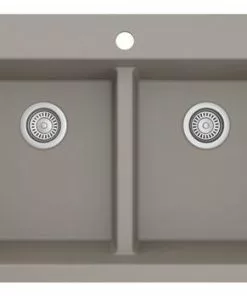 Tuscany Dual Mount 33" Concrete Quartz Composite 1-Hole Double Bowl Kitchen Sink | Durable & Stylish