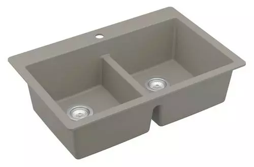 Tuscany Dual Mount 33" Concrete Quartz Composite 1-Hole Double Bowl Kitchen Sink | Durable & Stylish 4 Tuscany Dual Mount 33" Concrete Quartz Composite 1-Hole Double Bowl Kitchen Sink | Durable & Stylish - Image 4