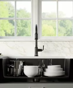 Tuscany Farmhouse 34" Black Quartz Composite Single Bowl Kitchen Sink - Durable & Stylish 10 Tuscany Farmhouse 34" Black Quartz Composite Single Bowl Kitchen Sink - Durable & Stylish -Tuscany Shop 34219 1000 BLK 3