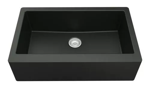Tuscany Farmhouse 34" Black Quartz Composite Single Bowl Kitchen Sink - Durable & Stylish 5 Tuscany Farmhouse 34" Black Quartz Composite Single Bowl Kitchen Sink - Durable & Stylish - Image 5