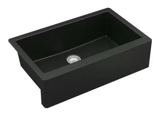Tuscany Farmhouse 34" Black Quartz Composite Single Bowl Kitchen Sink - Durable & Stylish 1 Tuscany Farmhouse 34" Black Quartz Composite Single Bowl Kitchen Sink - Durable & Stylish