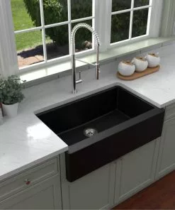 Tuscany Farmhouse 34" Black Quartz Composite Single Bowl Kitchen Sink - Durable & Stylish 13 Tuscany Farmhouse 34" Black Quartz Composite Single Bowl Kitchen Sink - Durable & Stylish -Tuscany Shop 34219 1000 BLK 6 1