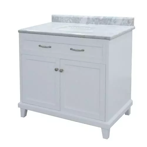 Tuscany® Addison 36"W Gray Vanity with Carrara Marble Top & Oval Undermount Bowl 3 Tuscany® Addison 36"W Gray Vanity with Carrara Marble Top & Oval Undermount Bowl - Image 3
