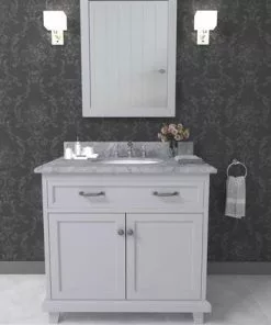 Tuscany® Addison 36"W Gray Vanity with Carrara Marble Top & Oval Undermount Bowl 9 Tuscany® Addison 36"W Gray Vanity with Carrara Marble Top & Oval Undermount Bowl -Tuscany Shop 36GSCENE