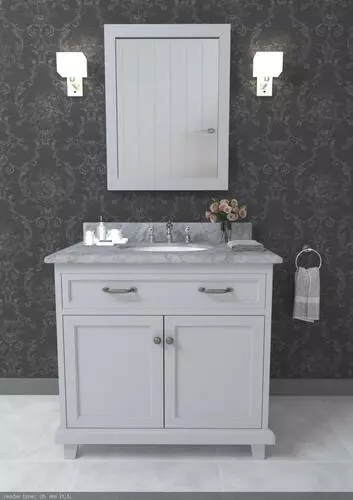Tuscany® Addison 36"W Gray Vanity with Carrara Marble Top & Oval Undermount Bowl 5 Tuscany® Addison 36"W Gray Vanity with Carrara Marble Top & Oval Undermount Bowl - Image 5