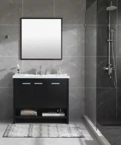 Tuscany® Verona 40"W Black Bath Vanity with White Ceramic Top & Rectangular Integrated Bowl & Mirror -Tuscany Shop 4838056 P