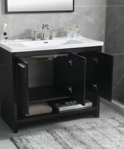 Tuscany® Verona 40"W Black Bath Vanity with White Ceramic Top & Rectangular Integrated Bowl & Mirror -Tuscany Shop 4838056 P AV1