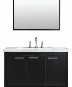 Tuscany® Verona 40"W Black Bath Vanity with White Ceramic Top & Rectangular Integrated Bowl & Mirror