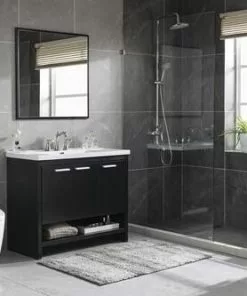 Tuscany® Verona 40"W Black Bath Vanity with White Ceramic Top & Rectangular Integrated Bowl & Mirror -Tuscany Shop 4838056 P SC