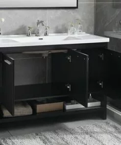 Tuscany® Verona 48"W Black Bathroom Vanity with White Ceramic Top & Integrated Rectangular Bowl & Mirror -Tuscany Shop 4838059 P AV1