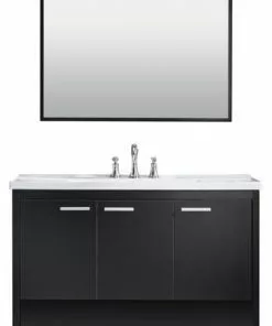 Tuscany® Verona 48"W Black Bathroom Vanity with White Ceramic Top & Integrated Rectangular Bowl & Mirror