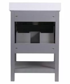 Tuscany® Lucca 24"W x 22"D Gray Vanity with White Cultured Marble Top & Oval Undermount Bowl -Tuscany Shop 4838092g24back