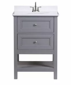 Tuscany® Lucca 24"W x 22"D Gray Vanity with White Cultured Marble Top & Oval Undermount Bowl -Tuscany Shop 4838092g24faucet