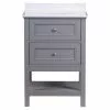 Tuscany® Lucca 24"W x 22"D Gray Vanity with White Cultured Marble Top & Oval Undermount Bowl