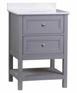 Tuscany® Lucca 24"W x 22"D Gray Vanity with White Cultured Marble Top & Oval Undermount Bowl -Tuscany Shop 4838092g24right