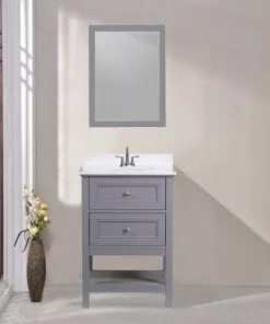 Tuscany® Lucca 24"W x 22"D Gray Vanity with White Cultured Marble Top & Oval Undermount Bowl -Tuscany Shop 4838092g24s5