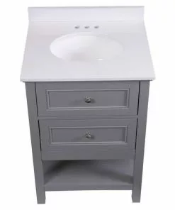Tuscany® Lucca 24"W x 22"D Gray Vanity with White Cultured Marble Top & Oval Undermount Bowl -Tuscany Shop 4838092g24top