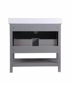 Tuscany® Lucca 36"W X 22"D Gray Vanity with White Cultured Marble Top & Oval Undermount Bowl -Tuscany Shop 4838094g36back