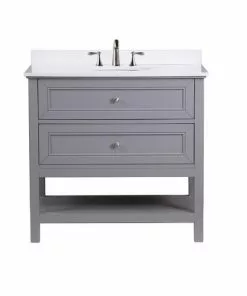 Tuscany® Lucca 36"W X 22"D Gray Vanity with White Cultured Marble Top & Oval Undermount Bowl -Tuscany Shop 4838094g36faucet