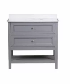 Tuscany® Lucca 36"W X 22"D Gray Vanity with White Cultured Marble Top & Oval Undermount Bowl