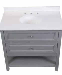 Tuscany® Lucca 36"W X 22"D Gray Vanity with White Cultured Marble Top & Oval Undermount Bowl -Tuscany Shop 4838094g36top