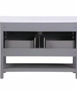 Tuscany® Lucca 48"W Gray Vanity with White Cultured Marble Top & Oval Undermount Bowl -Tuscany Shop 4838095g48back