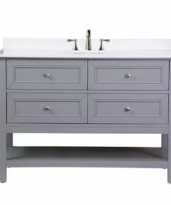Tuscany® Lucca 48"W Gray Vanity with White Cultured Marble Top & Oval Undermount Bowl -Tuscany Shop 4838095g48faucet