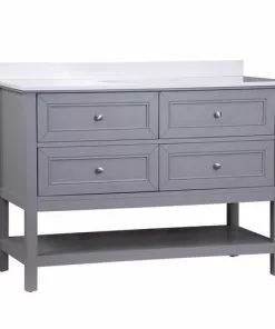 Tuscany® Lucca 48"W Gray Vanity with White Cultured Marble Top & Oval Undermount Bowl -Tuscany Shop 4838095g48right