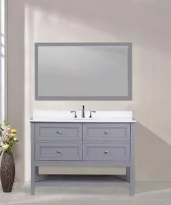 Tuscany® Lucca 48"W Gray Vanity with White Cultured Marble Top & Oval Undermount Bowl -Tuscany Shop 4838095g48s5