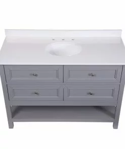 Tuscany® Lucca 48"W Gray Vanity with White Cultured Marble Top & Oval Undermount Bowl -Tuscany Shop 4838095g48top