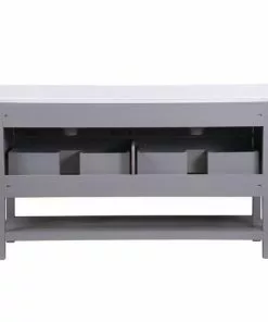 Tuscany® Lucca 60"W X 22"D Gray Vanity with White Cultured Marble Top & Oval Undermount Bowl -Tuscany Shop 4838096g60back