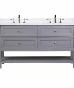 Tuscany® Lucca 60"W X 22"D Gray Vanity with White Cultured Marble Top & Oval Undermount Bowl -Tuscany Shop 4838096g60faucet