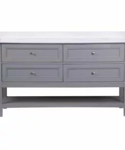Tuscany® Lucca 60"W X 22"D Gray Vanity with White Cultured Marble Top & Oval Undermount Bowl