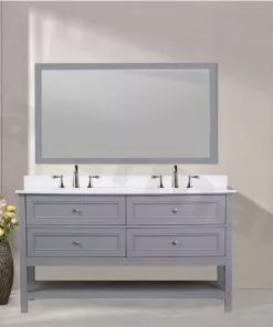 Tuscany® Lucca 60"W X 22"D Gray Vanity with White Cultured Marble Top & Oval Undermount Bowl -Tuscany Shop 4838096g60s5