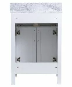 Tuscany® Ravenna 24"W X 22"D White Vanity with Gray Natural Marble Top & Rectangular Undermount Bowl -Tuscany Shop 4838097w24b6