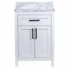 Tuscany® Ravenna 24"W X 22"D White Vanity with Gray Natural Marble Top & Rectangular Undermount Bowl