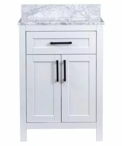 Tuscany® Ravenna 24"W X 22"D White Vanity with Gray Natural Marble Top & Rectangular Undermount Bowl