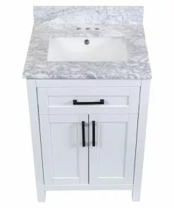 Tuscany® Ravenna 24"W X 22"D White Vanity with Gray Natural Marble Top & Rectangular Undermount Bowl -Tuscany Shop 4838097w24t6