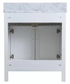 Tuscany® Ravenna 30"W x 22"D White Bathroom Vanity with Gray Natural Marble Top & Rectangular Undermount Bowl -Tuscany Shop 4838098w30b6