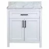 Tuscany® Ravenna 30"W x 22"D White Bathroom Vanity with Gray Natural Marble Top & Rectangular Undermount Bowl